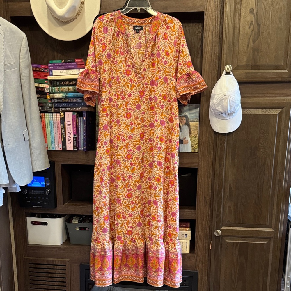 Floral Orange and Pink Women's Dress